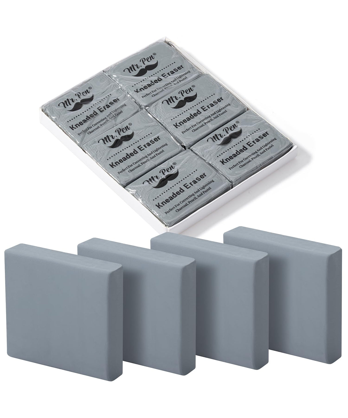 Mr. Pen- Kneaded Eraser, 6 Pack, Grey, Kneaded Erasers for Artists, Art Eraser, Kneadable Erasers, Back to School Supplies Mr. Pen