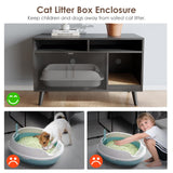 YDTOP Cat Litter Box Enclosure, Hidden Litter Box Furniture with Cat Scratch Pad, Wooden Pet House Side End Table, Storage Cabinet Bench for Living Room, Bedroom, Washroom - Black YDTOP