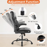 Sweetcrispy Computer Gaming Chair, Ergonomic Office Chair Heavy Duty Task Desk Chair with Flip-up Arms, PU Leather, Adjustable Swivel Rolling Chair with Wheels, Black Sweetcrispy
