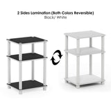 Furinno Just 3-Tier Turn-N-Tube End Table / Side Table / Night Stand / Bedside Table with Plastic Poles, 1-Pack, White(Espresso)/White Furinno
