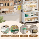 TVMCNA 63" Tall Kitchen Pantry Storage Cabinet, Large Capacity Hutch Cabinet with Acrylic Doors and Microwave Stand, Bakers Racks with Storage for Kitchens, Pantry, Living Room TVMCNA