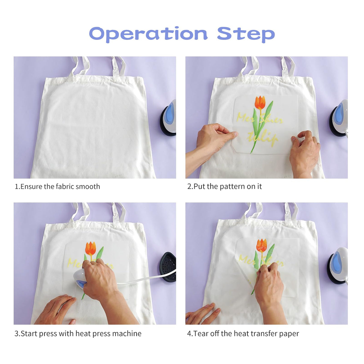 Heat Press Mini Heat Press Machine, Small Heat Press for T Shirts, Hats, Heating Transfer Projects,14 Levels Temperature Setting (White&Purple) AST&T