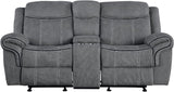 Acme Zubaida Reclining Loveseat with USB Dock and Console in 2-Tone Gray Velvet Acme