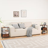 Yoobure Side Table with Storage, LED Night Stand with Charging Station, End Tables Living Room, Nightstand for Bedroom with Adjustable Fabric Drawer, 3-Tier Wood Bedside Table, Berry Brown Yoobure