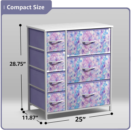 Sorbus Kids Dresser with 7 Drawers - Storage Chest Organizer Unit with Steel Frame, Wood Top & Handles, Tie-dye Fabric Bins for Clothes - Wide Furniture for Bedroom Hallway Kids Room Nursery & Closet Sorbus