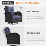 Vakollia 10 Pieces Patio Furniture Sets with Fire Pit Table, Wicker Rattan High Back Outdoor Swivel Rocking Chairs Set with 3-Seat Couch, Ottomans and Side Table Vakollia