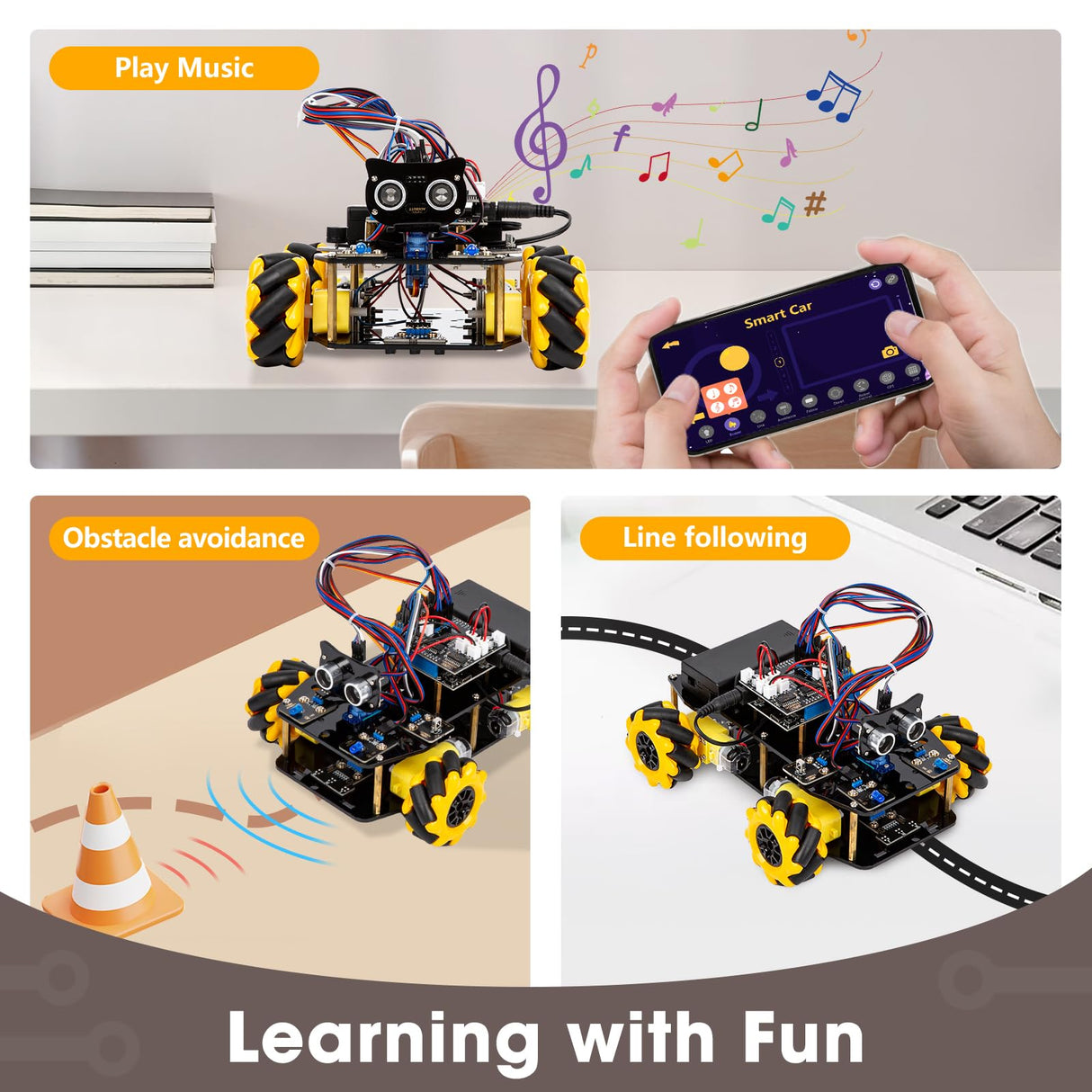 ACEBOTT Robot Kit, Robotics for Kids Ages 8-12, STEM Toys for Boys with Remote & App Control, Arduino & Scratch Compatible, Science Kits for Kids Age 8-12, Gift for Boys & Girls(Yellow) ACEBOTT