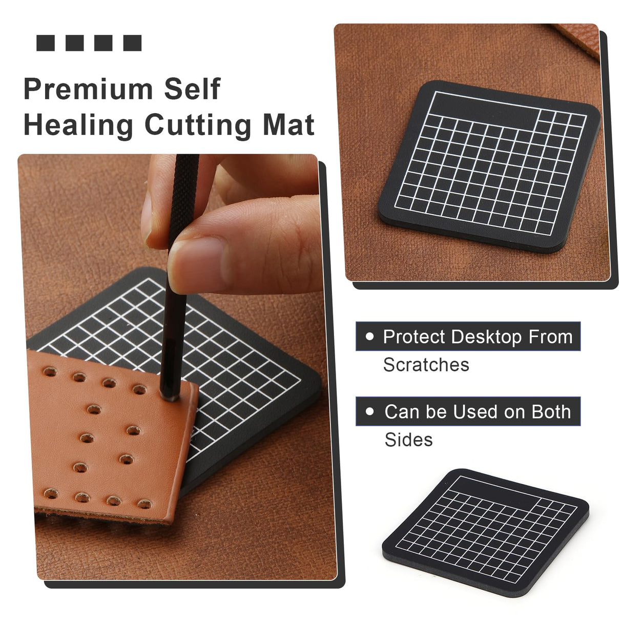 TLKKUE Hole Punch(1.0-10mm), Round Leather Working Hollow Punch Steel Heavy Duty Hole Punches with Leather Carving Hammer Cutting Mat for Watch Band, Belt, Wristband DIY Crafting TLKKUE