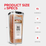 Tafura Bread Container - 5.8 Liter BPA Free Plastic Bread Box - Container/Holder for Homemade Loaves and Baked Goods with Black Airtight Lid Tafura