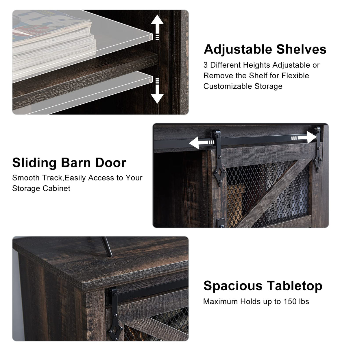 OKD Farmhouse TV Stand for 75 Inch TV, Industrial & Farmhouse Media Entertainment Center w/Sliding Barn Door, Rustic TV Console Cabinet w/Adjustable Shelves for Living Room, Dark Rustic Oak OKD