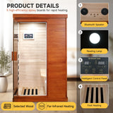 HAOYAYA Infrared Sauna Room with 5 Heating Plates 800W Low-EMF Dry Saunas African Okoume Wood 1-Person Sauna Infrared Room: 35.24 * 27.56 * 61.61 inches. HAOYAYA