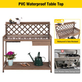 Aivituvin Potting Bench Outdoor with PVC Layer Wooden Planting Table with Sink & Lid Gardening Work Bench with Drawer, Shelf, Hook Aivituvin