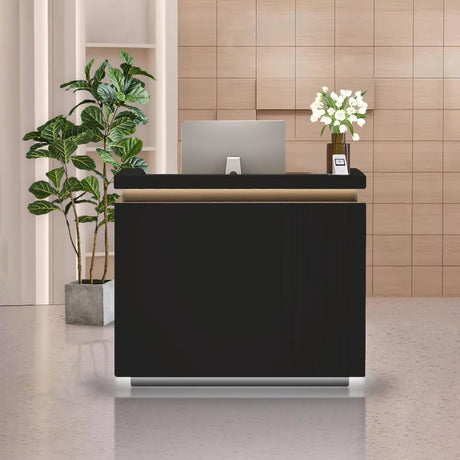 UFAGFDA Reception Desk with Counter Modern Front Office Desk Commercial Reception Room Tables Checkout Counter Reception Table for Retail Lobby Beauty Salons,Black,39inch/100cm UFAGFDA