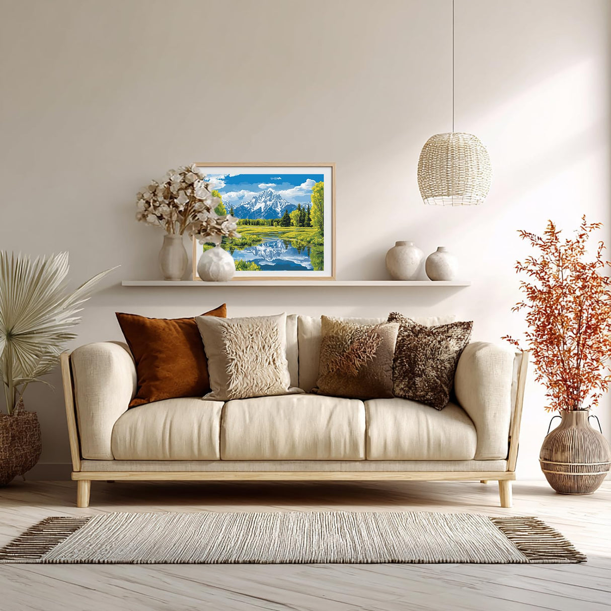 ARNLRDYA Grand Teton Paint by Numbers for Adults, Mountain Forest National Park Paint by Number Kits, Lake Scenery Acrylic Painting on Canvas for Gift Home Decor(20x16inches,No Frame) ARNLRDYA