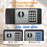 Goldenkey Home Safe for Money, Digital Small Money Safe for Cash and Coin, Kids Safe Bank with Keys&Code, Mini Safe Box for Home, 6.69"D x 9.05"W x 6.69"H, 0.236 Cu.Ft. GOLDENKEY