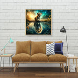 LWZAYS 5D Diamond Painting Kits for Adults, Lion Diamond Art Kits for Beginners, DIY Full Round Drill Gem Art Kit for Home Wall Decor and Adults Gift 35 * 35cm LWZAYS