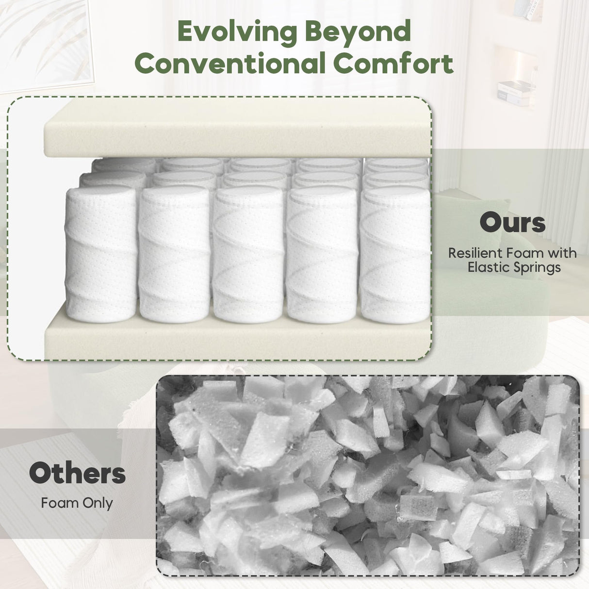 VYNELITO Oversized Sectional Sofa with Chaise for Living Room, 99" Modern Luxury Chenille 4-Seater Sofa Extra Wide Seat L-Shape Curved Cloud Couch with 4 Throw Pillows,Antique Green VYNELITO