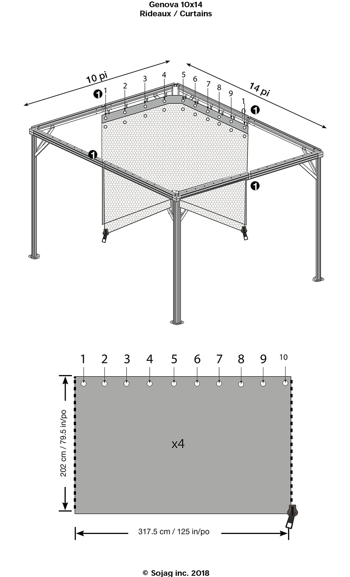 Sojag 135-8163889 Genova Privacy Curtains, 10' x 14', Brown Sojag