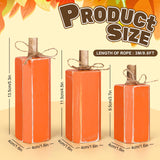 Whaline 3Pcs Fall Wooden Signs Table Decor Rustic Autumn Farmhouse Centerpiece Orange Block Wood Sign Thanksgiving Party Tabletop Decor with Hemp Rope for Fall Harvest Home Tiered Tray Decor Whaline