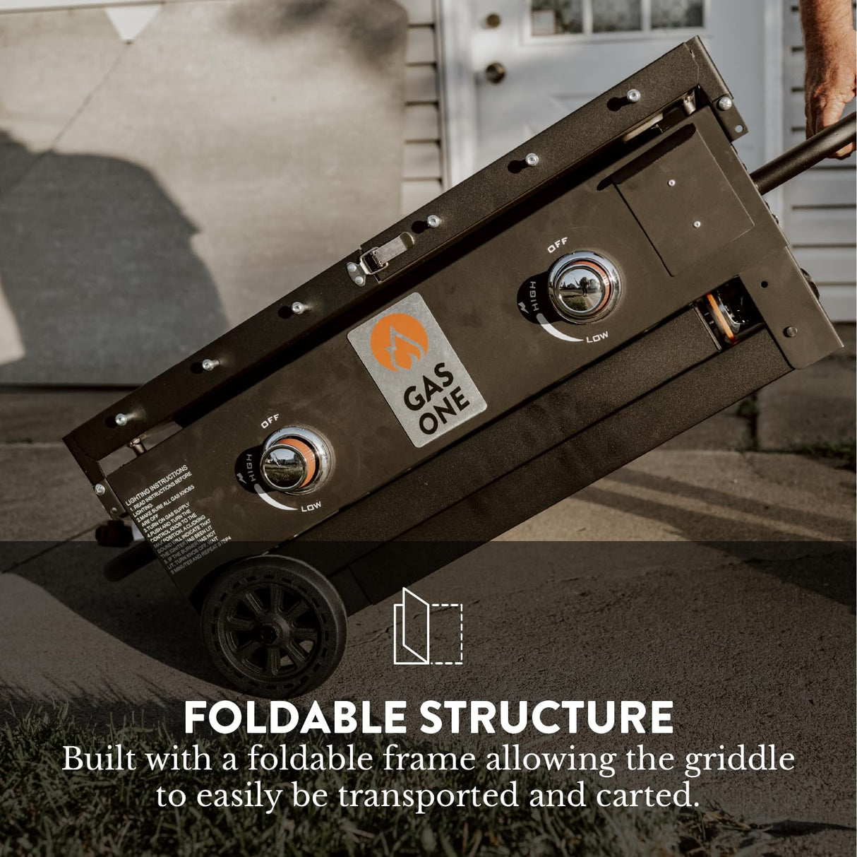 GasOne Foldable Propane Burner Grill – 28-Inch Flat Top Grill Griddle Cooking Station – 2 Burner Propane Grill with Pre-Seasoned Griddle – Professional Burners for Outdoor Cooking with Side Shelves Gas One