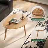 Wayshome Small Oval Coffee Table, 100% Solid Wood Coffee Tables Mid Century Modern Table for Living Room Side Table End Tables for Home(Original Wood Color, 33.46''x22.83''x15.74'') Wayshome