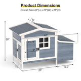 GOJOOASIS Chicken Coop for 2 Chickens Outdoor Rabbit Hutch Chicken House Cage with Ramp & Nesting Box for Small Animals (Grey) GOJOOASIS