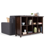 SIMPLIHOME Acadian SOLID WOOD 57 inch Wide Rustic 8 Cube Storage Sofa Table in Brunette Brown with Storage, 8 Shelves, for the Living Room Entryway and Bedroom SIMPLIHOME