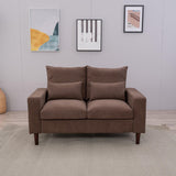 Panana Modern Sofa 54.5" Loveseat Couch with Cushion Back and Arms, 2 Seater Sold Wood Legs Sofa (Brown Linen, Track arm) Panana