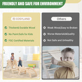 COSYLAND Pikler Triangle Set 8 in 1, Foldable Pickler Climbing Set Wooden Montessori Climbing Gym Set, Large Indoor Climbing Toys for Toddlers 1-6 Inside, Patented Baby Climbing Gym CPC Certified, Nat COSYLAND