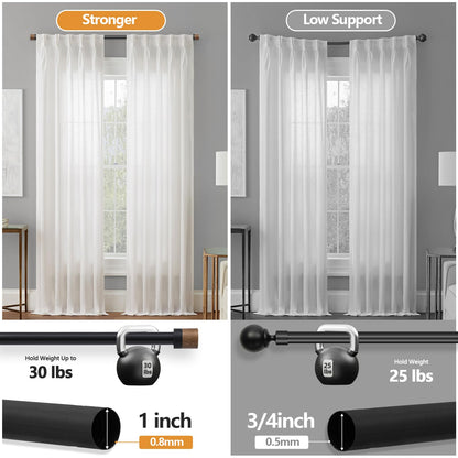 Wood Curtain Rods for Windows 48 to 84 Inches(4-7ft),1 inch Adjustable Window Curtain Rods with Imitation Wood Grain Finials,Heavy Duty Decorative Drapery Rod for Bedroom,Kitchen and patio