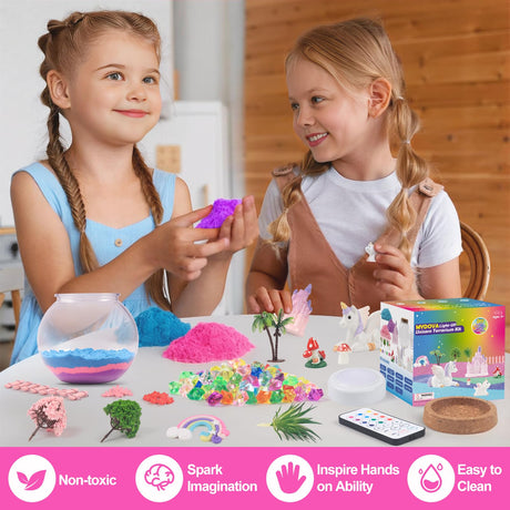 MYDOVA Unicorn Light-Up Terrarium Crafts Kit for Kids, LED Night Light Up & Remote Birthday Gifts Toys for Ages 6+Year Old- Unicorn Toys for Girls Best Girls DIY Arts and Crafts Kit MYDOVA