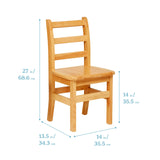 ECR4Kids Three Rung Ladderback Chair, 14in Seat Height, Classroom Seating, Honey, 2-Pack ECR4Kids