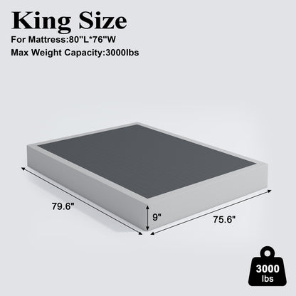 Vehowy 9 Inch Box Spring for King Bed,Heavy Duty Box Spring Mattress Foundation/Metal Bed Base/Noise Free/Non-Slip/Easy Assembly