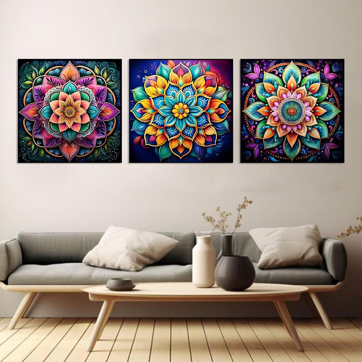 EIBEILI 3 Pack Diamond Art Kits for Adults - Mandala 5D Diamond Painting Kits for Beginner,DIY Gem Art Full Drill Diamond Dots Crystal Craft Kits for Home Wall Decor Gifts 12x12inch EIBEILI