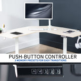 VIVO Electric Corner L-Shaped 47 x 47 in Standing Desk, Memory Height Adjustment, Light Wood Top White Frame, DESK-E1L94C VIVO