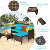 Tangkula Patio Corner Sofa Set 3 Piece, Outdoor Rattan Sofa Set, Includes Lounge Chaise, Loveseat & Coffee Table, Patio Garden Poolside Lawn Backyard Furniture Tangkula