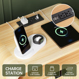 FURSUN 24" Fluted Nightstand with Charging Station, Wooden End Table with 2 Drawers Storage, Curved Profile Design, Modern Bedside Cabinet for Bedroom Living Room, Natural Oak FURSUN