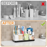 Yieach Black Mens Bathroom Organizer,Bathroom Sink Organizer Storage Rack and Countertop Toothbrush Organizers,7 Slot Tooth Brush Holder Set for Kid,Electric Toothbrush,Toothpaste,Qtip,Toiletry Holder Yieach