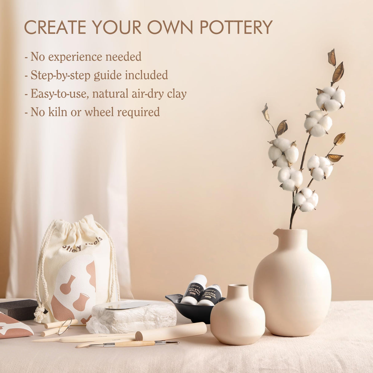 ARTIFY Air Dry Clay Kit for Adults, DIY Pottery Craft Airdry Tool Kit at Home, Art Hobby Clay Sculpting Modeling Making, Date Night Couples Family Beginners Birthday Gifts ARTIFY art supplies