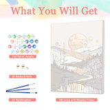 Auremi Mountain Paint by Numbers Kits for Adults Beginners,Easy Sunset Paint by Numbers on Canvas Framed DIY Landscape Painting by Numbers for Gift Home Wall Decor 8x12 Inch Auremi