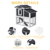 Wooden Chicken Coops with Nesting Boxes Indoor Outdoor,Small Chicken Coop for 2 Chickens,Bunny House Rabbit Hutch Poultry Pet Run Cage with Waterproof Roof,Stairs&Removable Tray TenaoVilleux