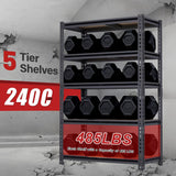 ZEUKMXOO 5-Tier Garage Storage Shelves, Heavy Duty Adjustable Shelving Unit, 60"H Garage Rack with 2400lbs Capacity, Metal Utility Shelves for Warehouse, Basement, Pantry, Tool Room, Home Organization ZEUKMXOO