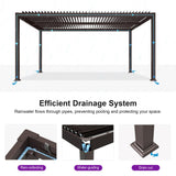 PURPLE LEAF 10' x 16' Louvered Pergola Outdoor Adjustable Louvre Shade Modern Patio Aluminum Pergola with Retractable Roof for Deck Backyard Garden Hardtop Gazebo PURPLE LEAF