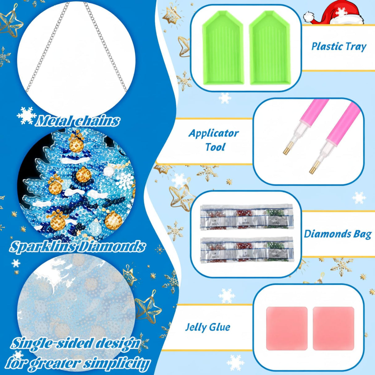 Chiisong 6 Pcs Winter Diamond Painting Hanging Sign Glow in The Dark Diamond Art Painting Kits Snowman Truck Wreath Vase Gnome Xmas Tree Pendant Ornaments for DIY Holiday Decoration Gift Chiisong