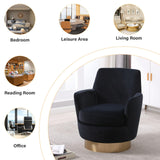 LUCKHAO Swivel Barrel Chair Set of 2,Modern Velvet Upholstered Round Swivel Accent Chairs with Tall Backrest,360 Degree Single Sofa Chair Armchair for Living Room, Black LUCKHAO