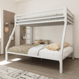 Allewie Metal Bunk Bed Twin Over Full Size for Junior & Adults with Ladder and Heavy Duty Guardrail, Small Space Saving Design for Bedroom Kid Room and Dorm, White Allewie