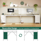 Huuger 63 Inch Computer Desk with Power Outlets and LED Lights, Gaming Desk with 4 Drawers, Office Desk with Monitor Stand, Study Desk Work Desk for Home Office, White Huuger