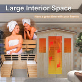 Outdoor Infrared Sauna 4 Person, Spruce Wooden Large Sauna 2600W 240V Heaters Panels With Lcd Display Control Multi Color Light Strip Bluetooth Speaker Oxygen Bar(59.06*47.24*81.89 inch Spruce) ZYKLZQ