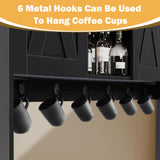 Grepatio 71" Kitchen Pantry Cabinet, Pantry Cabinet with Charging Station, Storage Cabinets with Door, Adjustable Shelves and Hooks, Farmhouse Kitchen Hutch for Dining Room, Living Room (Black) Grepatio