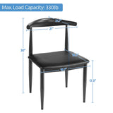 Yaheetech Mid Century Dining Chairs Armless with Backrest Modern Kitchen Chairs Metal Legs Fabric Leather Seat Set of 4, Black Yaheetech